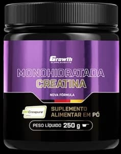 Creatina 250g Creapure Growth para acompanhar a rotina de treinos.